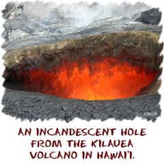an incandescent hole from the kilauea volcano in hawaii